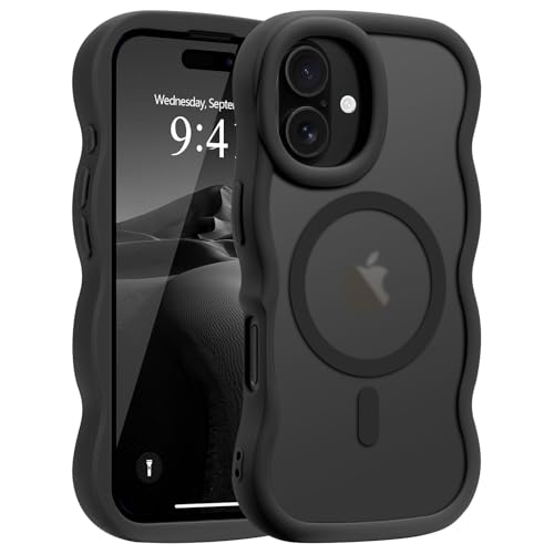 Pepmune Magnetisch Handyhülle für iPhone 16 Hülle Wellenform Kompatibel mit MagSafe Durchscheinend Silikon Case Wellen Design TPU Bumper Anti-Kratzt Stoßfest Schutzhülle für iPhone 16 Schwarz Pepmune Magnetisch Handyhülle für iPhone 16 Hülle Wellenform Kompatibel mit MagSafe Durchscheinend Silikon Case Wellen Design TPU Bumper Anti-Kratzt Stoßfest Schutzhülle für iPhone 16 Schwarz von Pepmune