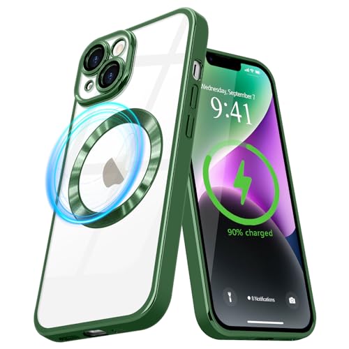 Pepmune Magnetisch Hülle für iPhone 14 Kompatibel mit MagSafe Durchsichtig Silikon Handyhülle mit Kameraschutz Ultra Dünn Stoßfest Magnetic Schutzhülle Clear Case für iPhone 14 Grün Pepmune Magnetisch Hülle für iPhone 14 Kompatibel mit MagSafe Durchsichtig Silikon Handyhülle mit Kameraschutz Ultra Dünn Stoßfest Magnetic Schutzhülle Clear Case für iPhone 14 Grün von Pepmune