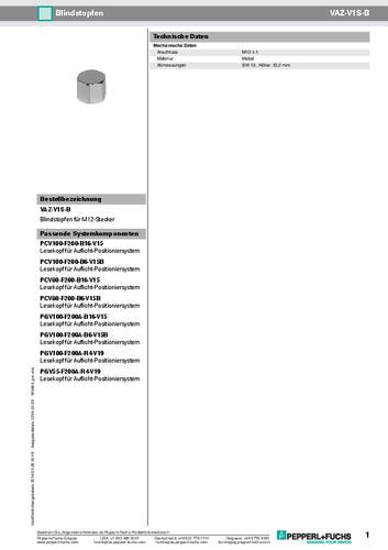 Pepperl+Fuchs 185484 Blindstopfen VAZ-V1S-B 1St. von Pepperl+Fuchs