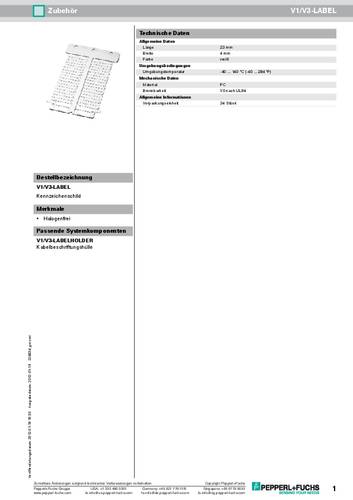 Pepperl+Fuchs 228634 V1/V3-LABEL Beschriftungsschild Weiß 1St. von Pepperl+Fuchs