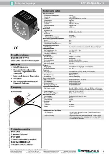 Pepperl+Fuchs 285693-100011 Optischer Lesekopf PGV100I-F200-R4-V19 1St. Pepperl+Fuchs 285693-100011 Optischer Lesekopf PGV100I-F200-R4-V19 1St. von Pepperl+Fuchs