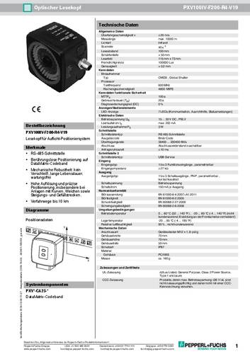 Pepperl+Fuchs 293431-100013 Optischer Lesekopf PXV100IV-F200-R4-V19 1St. Pepperl+Fuchs 293431-100013 Optischer Lesekopf PXV100IV-F200-R4-V19 1St. von Pepperl+Fuchs