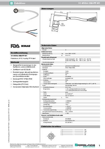 Pepperl+Fuchs 294559 Sensor-/Aktor-Steckverbinder, konfektioniert 10m Polzahl: 4 1St. von Pepperl+Fuchs