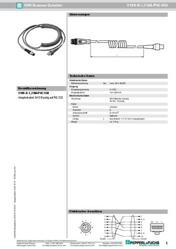 Pepperl+Fuchs 297298 Sensor-/Aktor-Steckverbinder, konfektioniert 3.3m Polzahl: 8 1St. Pepperl+Fuchs 297298 Sensor-/Aktor-Steckverbinder, konfektioniert 3.3m Polzahl: 8 1St. von Pepperl+Fuchs