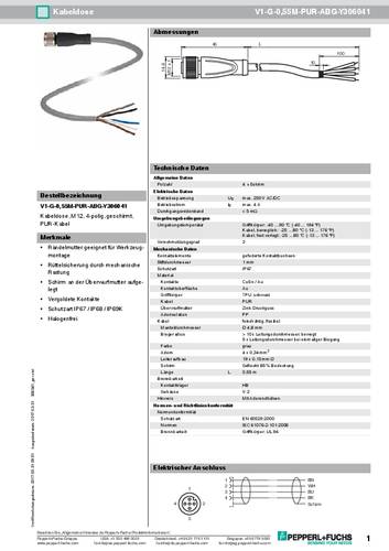 Pepperl+Fuchs 306041 Sensor-/Aktor-Steckverbinder, konfektioniert 0.55m Polzahl: 5 1St. von Pepperl+Fuchs