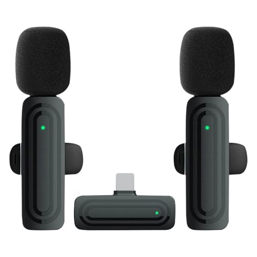 Kabelloses Lavalier-Mikrofon für iPhone Mini Clip-On Ansteckmikrofon mit intelligenter Geräuschunterdrückung, 2 Mini-Mikrofone & Empfänger, ideal für Videoaufnahmen, Live-Streaming & TikTok von Peppy