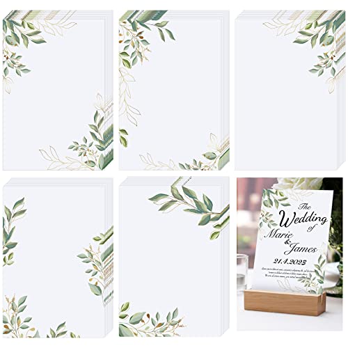 PerKoop 50 Stück Blanko-Notizkarten, dekorative Notizkarten, 10,2 x 15,2 cm, grüne Blumen-Notizkarten, Drucker-Papier, Karten für Hochzeit, Büro, DIY, Zeichnen, Dankeschön, Grußzubehör (Eukalyptus) von PerKoop