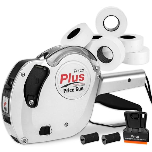 Perco Plus 1-zeiliges Preisauszeichner-Set – 1 Zeilen-Etikettenpistole mit 9000 weißen Blanko-Etiketten und einer zusätzlichen Tinte Perco Plus 1-zeiliges Preisauszeichner-Set – 1 Zeilen-Etikettenpistole mit 9000 weißen Blanko-Etiketten und einer zusätzlichen Tinte von Perco