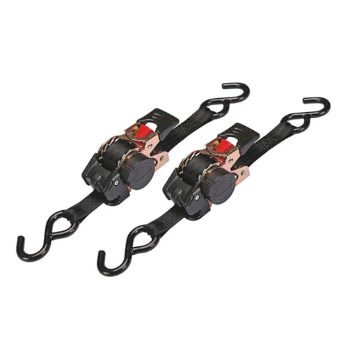 Toolland Automatik-Spanngurt mit Ratsche, 2er Pack, zweiteilig, S-Haken, selbstaufrollend, max. 300 kg, Polyester, Schwarz, 3 m x 25 mm von Toolland a land of possibilities