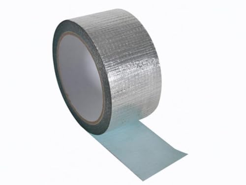 PEREL - DTALU50 Verstärktes Aluminiumklebeband, 50 mm Breite x 10 m Länge, Silber 141879 von Perel