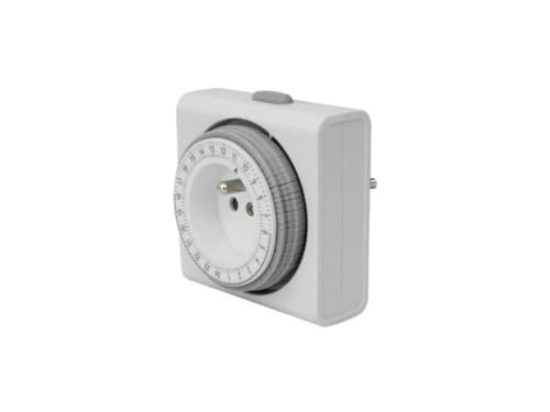 Perel 24-Std.-Zeitschaltuhr, mechanisch, kompakt, 230 V, 16 A, 3680 W, Typ E (französisches System), weiß von Perel
