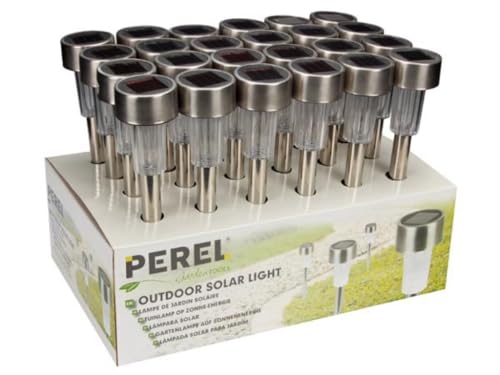 Perel CSOL04D Solar Außenleuchte mit Edelstahl Sockel, Weiß (24-er Pack) von Perel