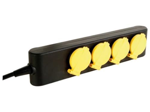 Perel Steckdosenleiste, 4 Klappdeckel, 4 Schutzkontakt-Steckdosen, Kabel 1.5 m, 3G1.5, Innen- und Außenbereich, Schwarz/Gelb Perel Steckdosenleiste, 4 Klappdeckel, 4 Schutzkontakt-Steckdosen, Kabel 1.5 m, 3G1.5, Innen- und Außenbereich, Schwarz/Gelb von Perel
