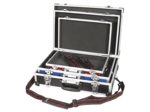 Perel Werkzeugkoffer, 3er-Set, 3 verschiedene Größen, 3 Farben, Tragegurt, Schlüsselschloss, 2 Schlüssel, Aluminium, max. 430 x 290 x 120 mm von Perel