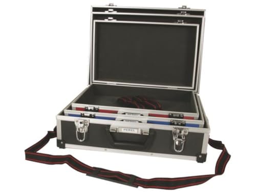 Perel Werkzeugkoffer, 3er-Set, 3 verschiedene Größen, 3 Farben, Tragegurt, Schlüsselschloss, 2 Schlüssel, Aluminium, max. 460 x 335 x 150 mm von Perel