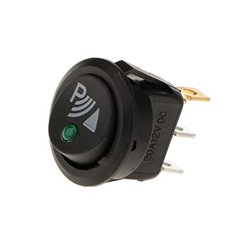 Round 3 Pin Rocker ON/Off Switch Parking Reverse Sensor Front Rear, Grün LED von Perfeclan