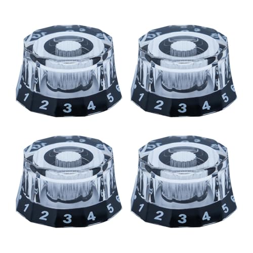 perfeclan 4x Gitarrenknöpfe LP E -Gitarrenknöpfe 6 mm (0,24 ”) DIA -Schafttöpfe Universal Bass Knopf Potentiometer Knopf Reparaturwartung Wartung, Klar Schwarz von Perfeclan