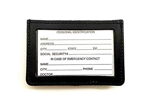 Perfect Fit Shield Wallets Ausweishalter mit 1 durchsichtigem Ausweisfenster, Leder-Gürtelclip, Ausweishalter für Ausweis, Geschäft, Arbeiter, Student (schwarz) (horizontal) von Perfect Fit Shield Wallets