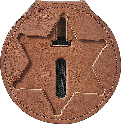 Perfect Fit Shield Wallets County of Los Angeles Sheriff Sechs-Punkt-Stern-Gürtelclip mit Tasche und Kette (Ausschnitt PF622), Hellbraunes Leder, Einheitsgröße von Perfect Fit Shield Wallets