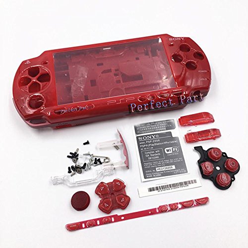 Ersatzgehäuse für Sony PSP 2000 2001 2002 2003 2004 Serie, komplettes Gehäuse mit Tastensatz (rot) von Perfect Part