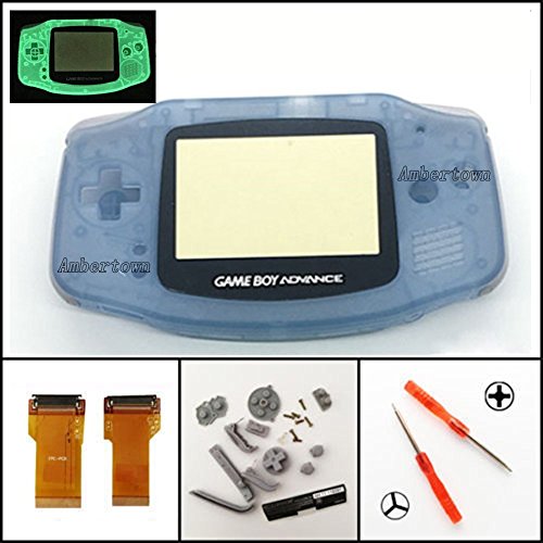 Komplettes Gehäuse für Nintendo Game Boy Advance GBA AGS 001 Mod Kit Ersatz Nachleuchtendes Blau von Perfect Part