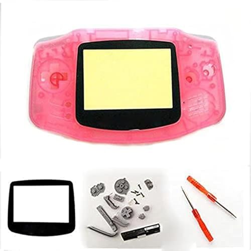 Schutzhülle für Nintendo Gameboy Advance GBA, inkl. Display und Schraubendreher, Transparent / Pink von Perfect Part