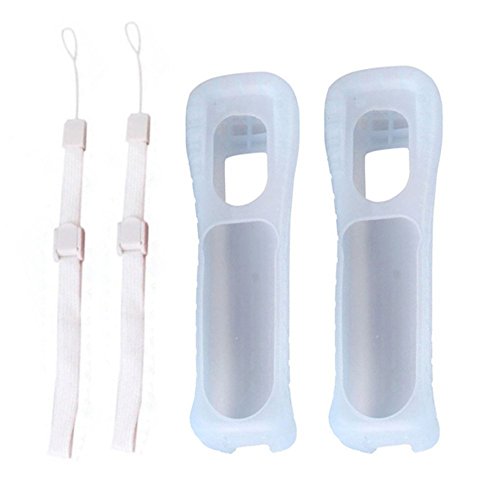 Weiße Silikonhüllen mit Handgelenkband für Nintendo-Wii-Fernbedienung, 2 Stk. Weiße Silikonhüllen mit Handgelenkband für Nintendo-Wii-Fernbedienung, 2 Stk. von Perfect Part