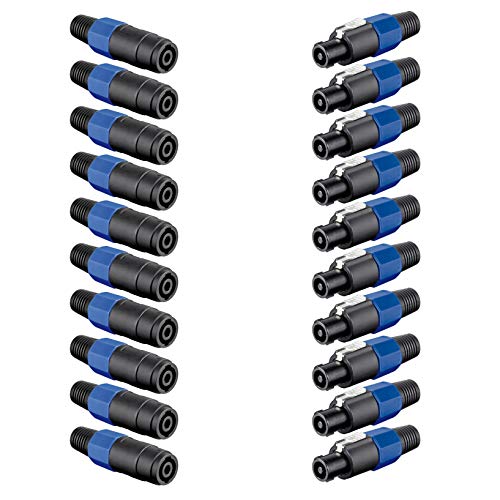 10x PA Lautsprecherstecker + Kupplung Set | 4-polig | zum Schrauben | mit Knickschutz | Audio Lautsprecher Stecker Buchse | Twist Speakon Kabel Verstärker 4 Pole | je 10 Stück von PerfectHD