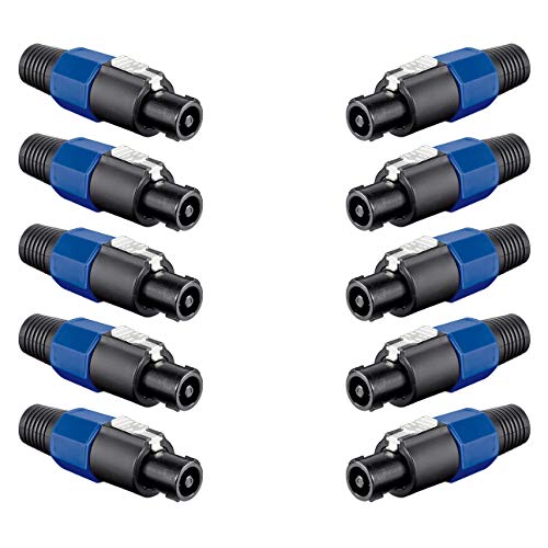 10x PA Lautsprecherstecker | 4-polig | zum Schrauben | mit Knickschutz | Audio Lautsprecher Stecker | Twist Speakon Kabel Verstärker 4 Pole | 10 Stück von PerfectHD