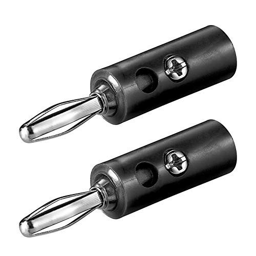 2X Bananenstecker | 4mm | mit Schraubverschluss | für Lautsprecherkabel AV-Receiver Verstärker | Stecker Bananas Banana Lautsprecher Boxen Audio HiFi Kabel | Schwarz | 2 Stück von PerfectHD