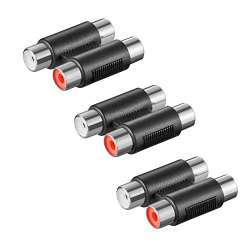 3X Audio Adapter | 2X Cinch Buchse auf 2X Cinch Buchse | Stereo Verbinder Chinch Doppel Kupplung RCA | Schwarz | 3 Stück von PerfectHD