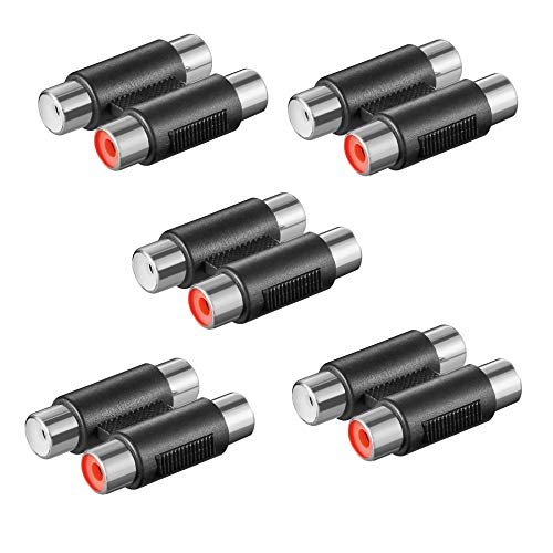 5X Audio Adapter | 2X Cinch Buchse auf 2X Cinch Buchse | Stereo Verbinder Chinch Doppel Kupplung RCA | Schwarz | 5 Stück 5X Audio Adapter | 2X Cinch Buchse auf 2X Cinch Buchse | Stereo Verbinder Chinch Doppel Kupplung RCA | Schwarz | 5 Stück von PerfectHD