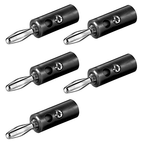 5X Bananenstecker | 4mm | mit Schraubverschluss | für Lautsprecherkabel AV-Receiver Verstärker | Stecker Bananas Banana Lautsprecher Boxen Audio HiFi Kabel | Schwarz | 5 Stück von PerfectHD