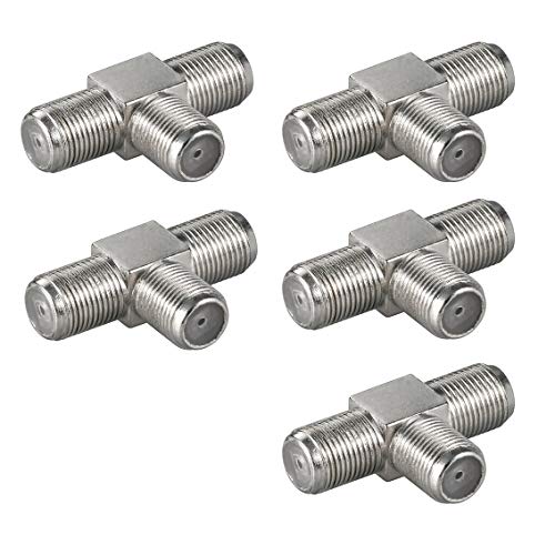 5X SAT F-Verbinder | T-Stück | TV Adapter Koax Verbinder Verteiler Splitter Kupplung | 3X F-Buchse | F-Adapter für Antennenkabel Satellitenkabel Koaxialkabel | 5 Stück von PerfectHD