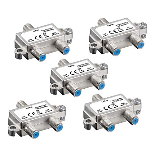 5X SAT Schalter | Vorrang Schalter | verteilt/schaltet 1 LNB auf 2 SAT-Receiver | Verteiler für Satelliten-Anlagen | Kupplung Switch Splitter Koaxial | LNB Master Slave Ausgang | HDTV | 5 Stück von PerfectHD