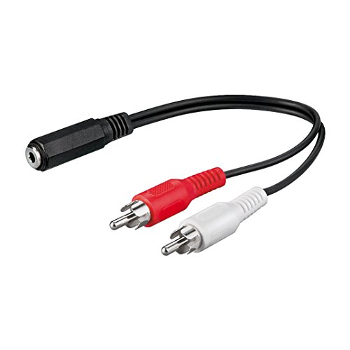 Audio Adapter | 20 cm | 3,5 mm Klinke Buchse auf 2x Cinch Stecker | Stereo Y Adapter RCA Verbinder Chinch Laptop Tablet Smartphone | Schwarz von PerfectHD
