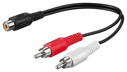 Audio Adapter | 20 cm | Cinch Buchse auf 2X Cinch Stecker | Stereo Y Adapter RCA Verbinder Chinch Laptop Tablet Smartphone | Schwarz von PerfectHD