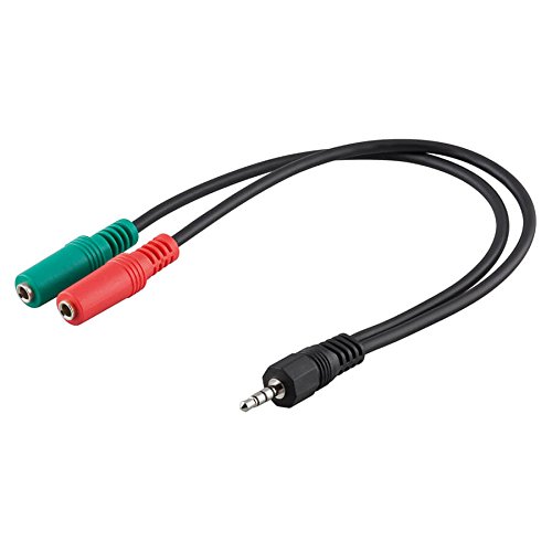 Audio Klinke Y Adapter | 30cm | Stereo | 3,5mm Klinken Stecker (4-Pin) auf 2X 3,5mm Klinken Buchse (3-Pin) | Y Splitter Verteiler Kabel Kopfhörer Headset Computer AUX von PerfectHD