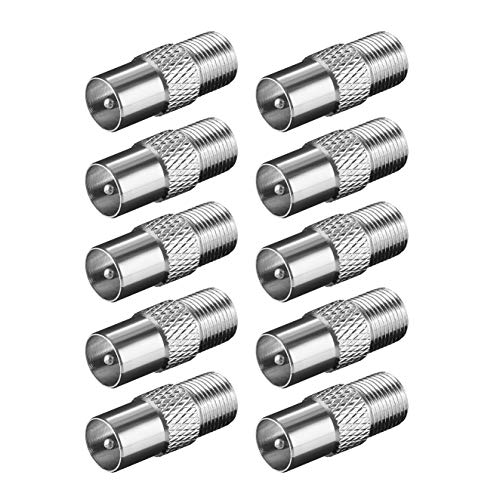 PerfectHD 10 Stück F-Adapter SAT TV Verbinder Kupplung F-Buchse auf Koax Stecker IEC 9,5mm von PerfectHD