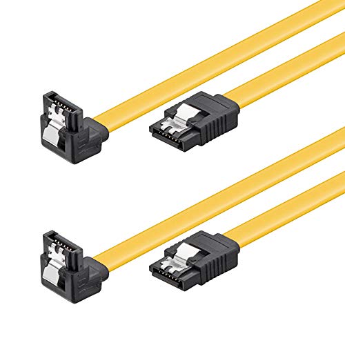 PerfectHD 2X SATA Kabel | 20cm | gewinkelt Winkelstecker 90° | 6 Gb/s | mit Sicherheitslasche Metallclip | SATA III S-ATA HDD SSD Datenkabel Verbindungskabel Anschlusskabel | 0,2m | 2 Stück von PerfectHD