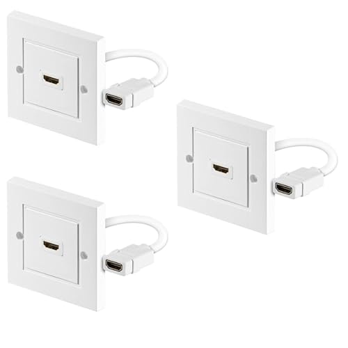 PerfectHD 3 Stück HDMI Wanddose 1 Fach Anschlussdose Buchse Unterputz Dose weiß FullHD 3D von PerfectHD