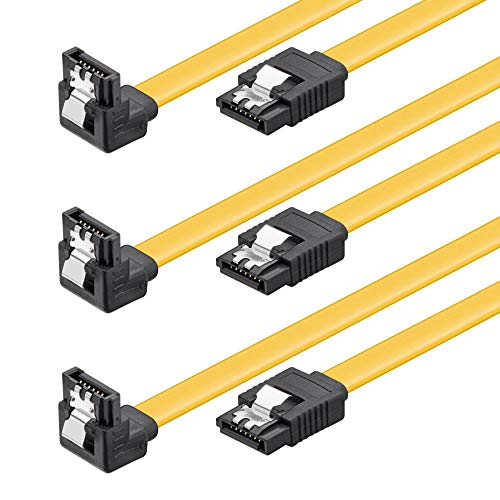 PerfectHD 3X SATA Kabel | 100cm | gewinkelt Winkelstecker 90° | 6 Gb/s | mit Sicherheitslasche Metallclip | SATA III S-ATA HDD SSD Datenkabel Verbindungskabel Anschlusskabel | 1m | 3 Stück von PerfectHD
