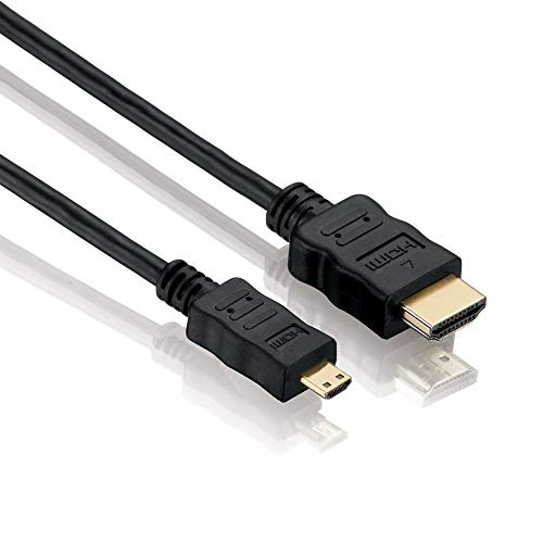PerfectHD Micro HDMI Kabel | 0,5m | 4K Ultra HD 2160p | Full HD 1080p | High Speed Ethernet | 3D | ARC | Micro HDMI Stecker (Typ D) zu HDMI Stecker (Typ A) | 0,5 Meter von PerfectHD