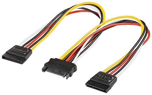 PerfectHD PC Y Stromkabel | Stromadapter | 2X SATA Stecker (15-polig) > SATA Buchse (15-polig) | SSD HDD Festplatte Strom Adapterkabel Verbindungskabel Molex IDE DVD S-ATA von PerfectHD