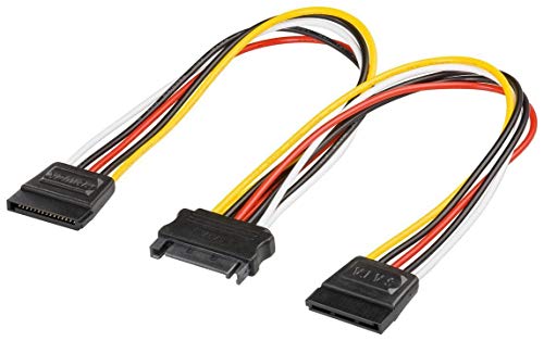 PerfectHD PC Y Stromkabel | Stromadapter | 2x SATA Stecker (15-polig) > SATA Buchse (15-polig) | SSD HDD Festplatte Strom Adapterkabel Verbindungskabel Molex IDE DVD S-ATA von PerfectHD
