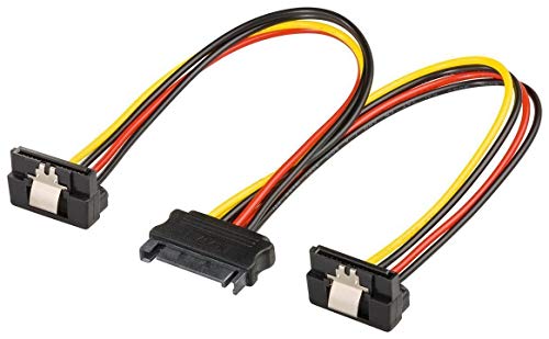 PerfectHD PC Y Stromkabel | Stromadapter | SATA Stecker (15-polig) > 2x SATA Stecker 90° (15-polig) | SSD HDD Festplatte Strom Adapterkabel Verbindungskabel Molex IDE DVD S-ATA gewinkelt von PerfectHD