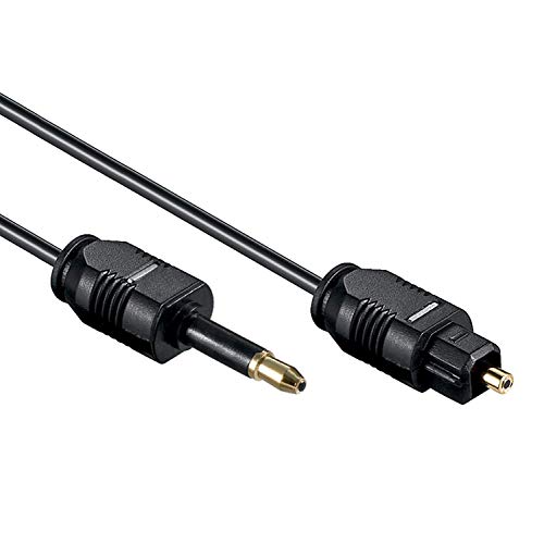 PerfectHD Toslink Kabel | 2,2 mm | Optisches Digital-Audiokabel | Toslink Stecker/Mini Toslink Stecker (3,5 mm Klinke) | SPDIF | LWL Lichtwellenleiter | 2,2 mm Durchmesser | Schwarz | Länge 1 Meter von PerfectHD