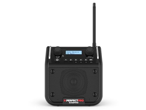 PerfectPro Baustellenradio DABPRO, DAB+ und UKW-Empfang, AUX-Eingang, MP3, Bluetooth, Netzstrom und Wiederaufladbar, Stoßfest, IP54, DPR2 von PerfectPro