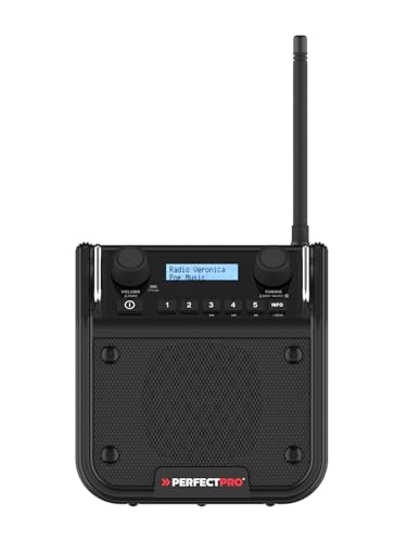 PerfectPro Baustellenradio DPR2-18V, Netzbetrieb (230V) & Bosch H&G 18V Akku, DAB+ und UKW-Empfang, AUX-Eingang, MP3, Bluetooth, Stoßfest, IP54, DPR2 18V von PerfectPro