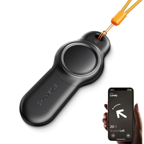 Wasserdichter Apple AirTag-Halter mit Notfallpfeife, 2-in-1 Airtag-Schlüsselanhänger für Kinder, Reisen, Wandern, Angeln, Airtag-Hülle für Outdoor-Survival-Ausrüstung (schwarz) von PerfiPro